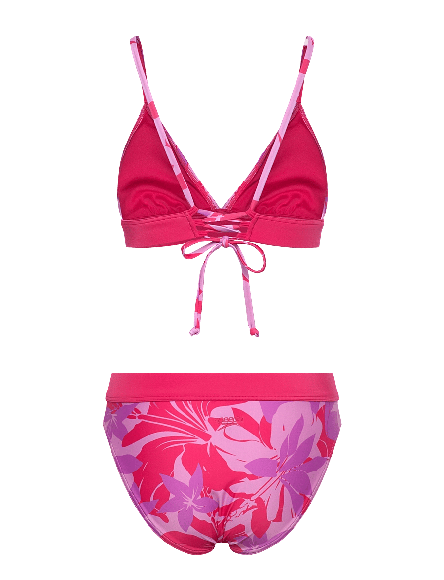Speedo - Womens Printed Banded Triangle 2 Piece - dark pink - 1