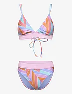 Womens Printed Banded Triangle 2 Piece - PINK/BLUE