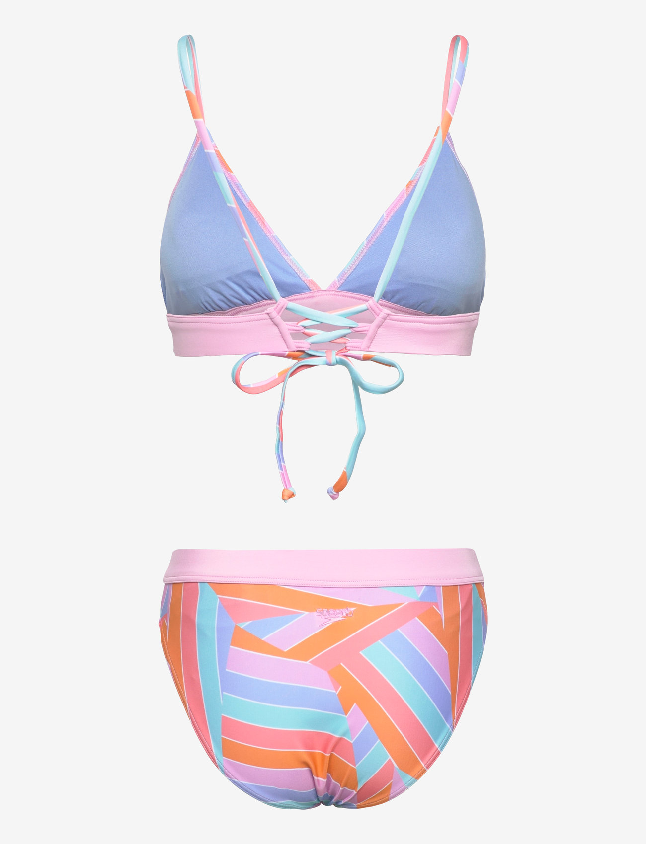Speedo - Womens Printed Banded Triangle 2 Piece - bikinio komplektai - pink/blue - 1