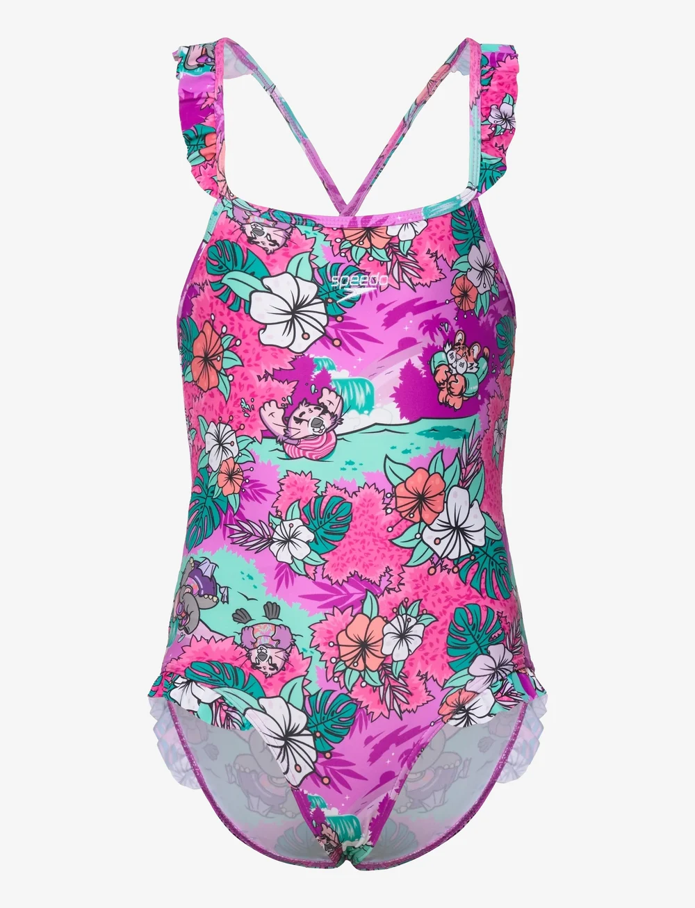 Speedo - Girls Learn to Swim Printed Frill Thinstrap - badeanzüge - purple - 0