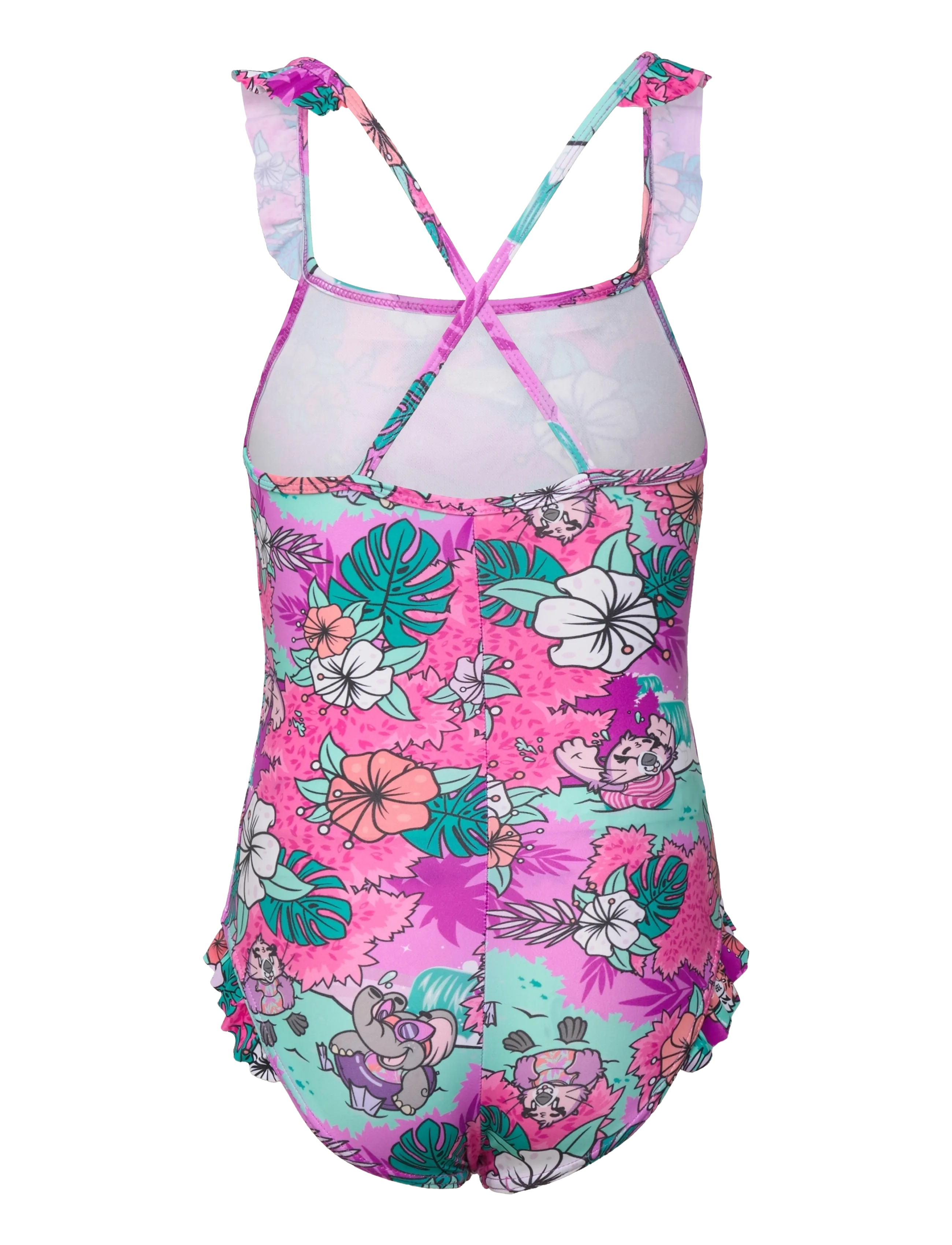Speedo - Girls Learn to Swim Printed Frill Thinstrap - badeanzüge - purple - 1
