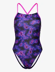 Speedo - Womens Allover Digital Lattice Back - swimsuits - blue/pink - 0