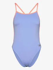 Speedo - Womens Solid Vback - swimsuits - blue/pink - 0