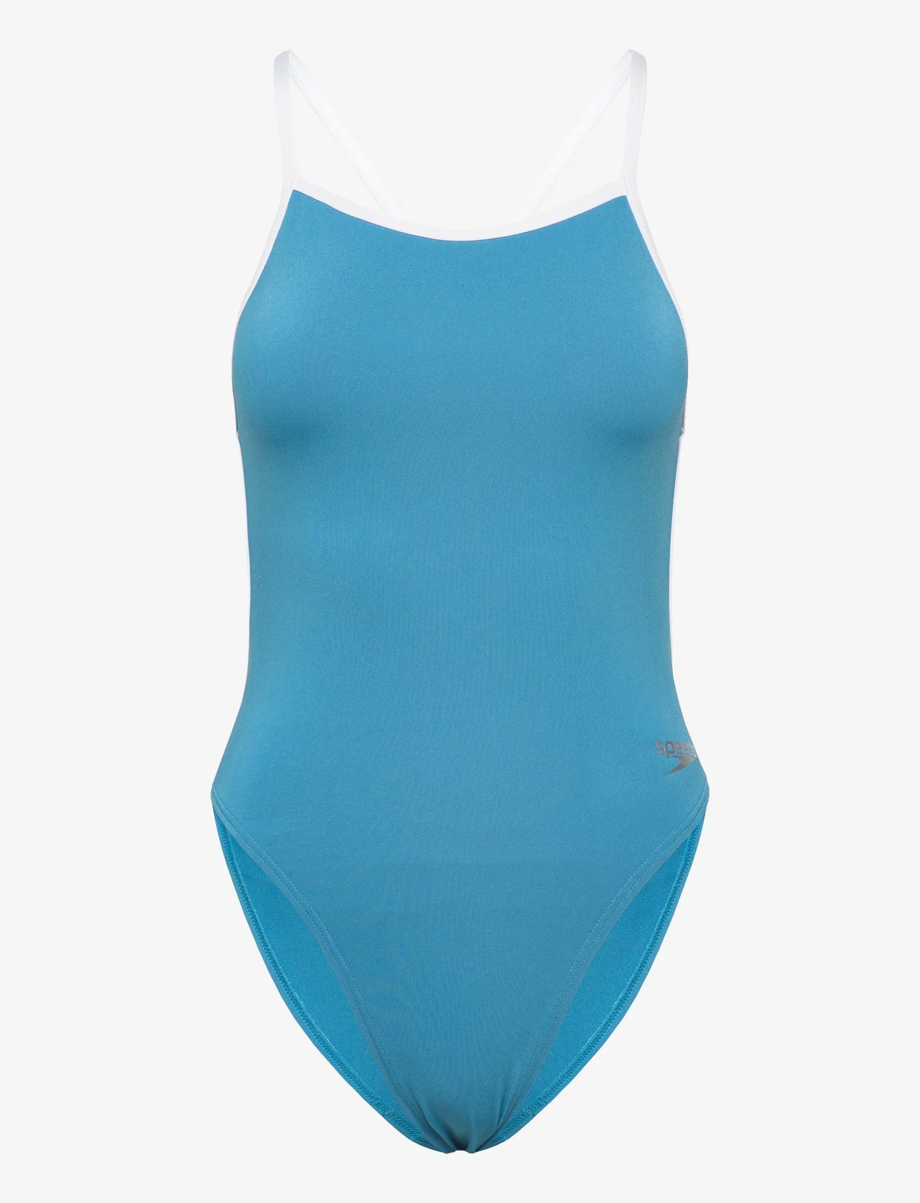 Speedo - Womens Solid Vback - swimsuits - blue/white - 0