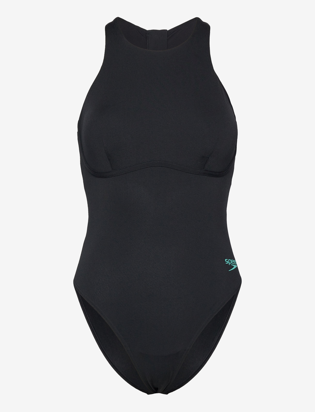 Speedo - Womens Racer Zip Swimsuit with Built in Swim Bra - sports swimwear - black - 1