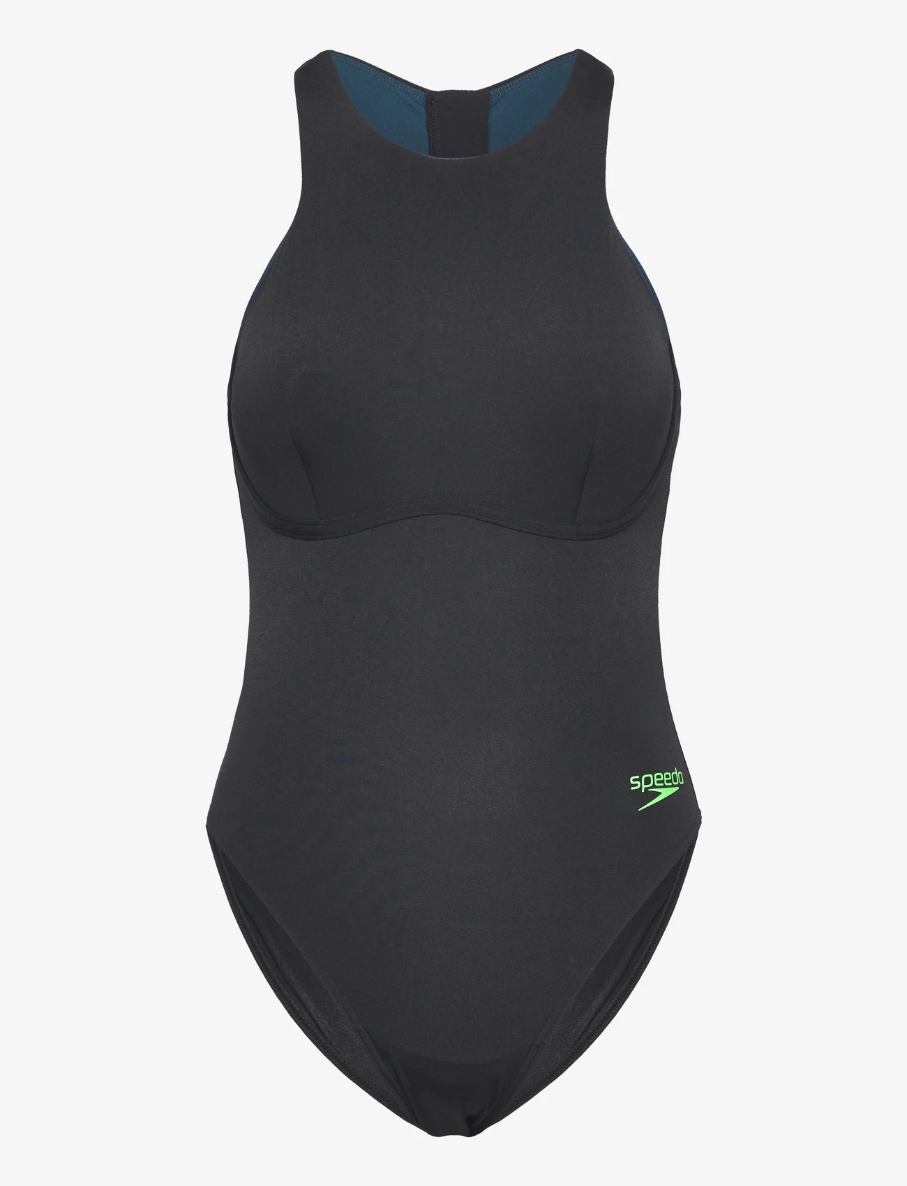 Speedo - Womens Racer Zip Swimsuit with Integrated Swim Bra - sportsbadetøy - black - 1