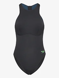 Womens Racer Zip Swimsuit with Integrated Swim Bra, Speedo