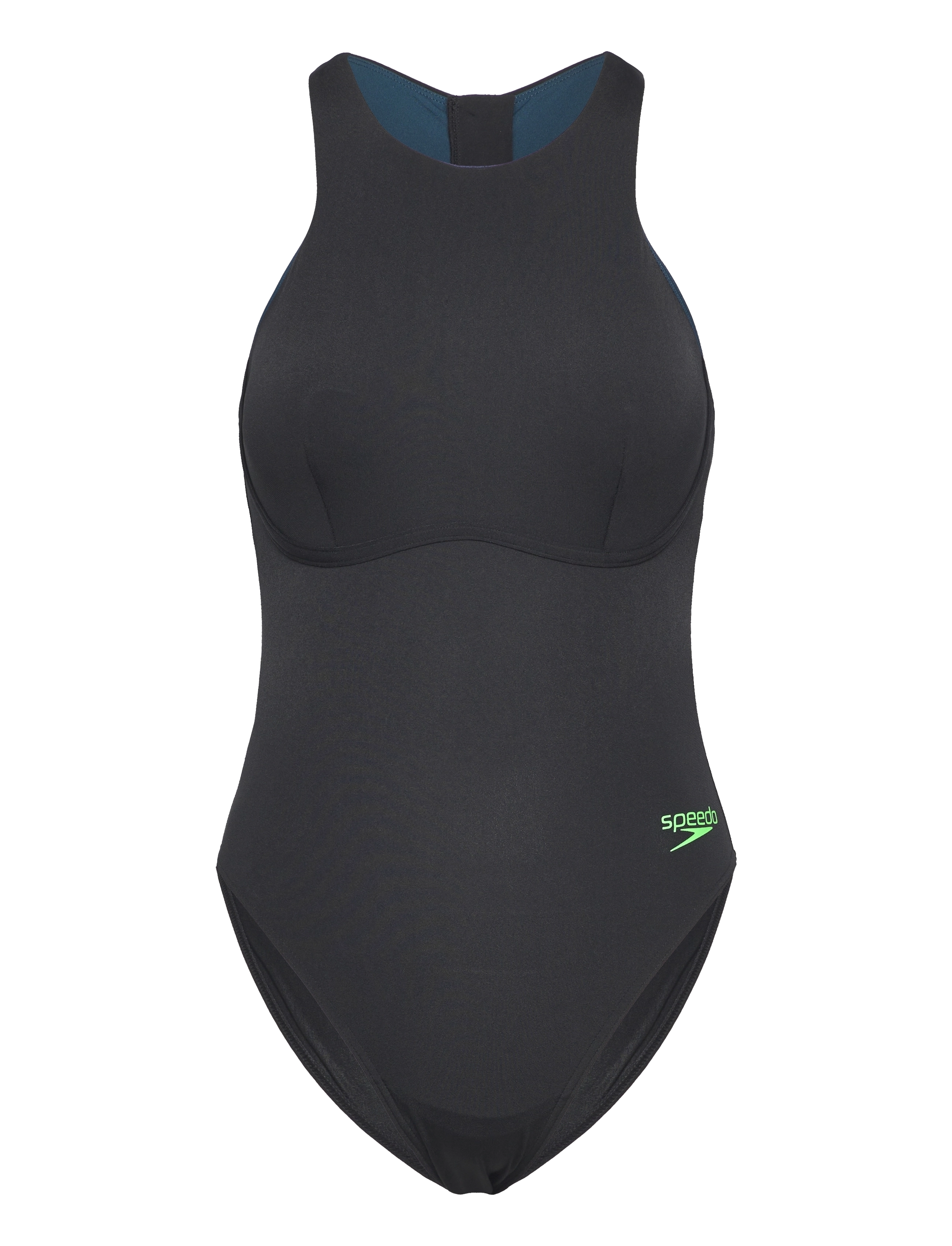 Speedo - Womens Racer Zip Swimsuit with Integrated Swim Bra - black - 1