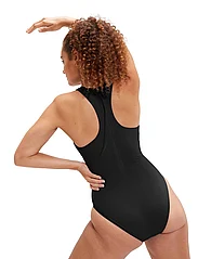 Speedo - Womens Racer Zip Swimsuit with Integrated Swim Bra - plus size - black - 4