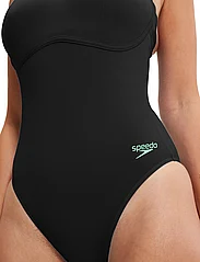 Speedo - Womens Racer Zip Swimsuit with Integrated Swim Bra - badedrakter - black - 6