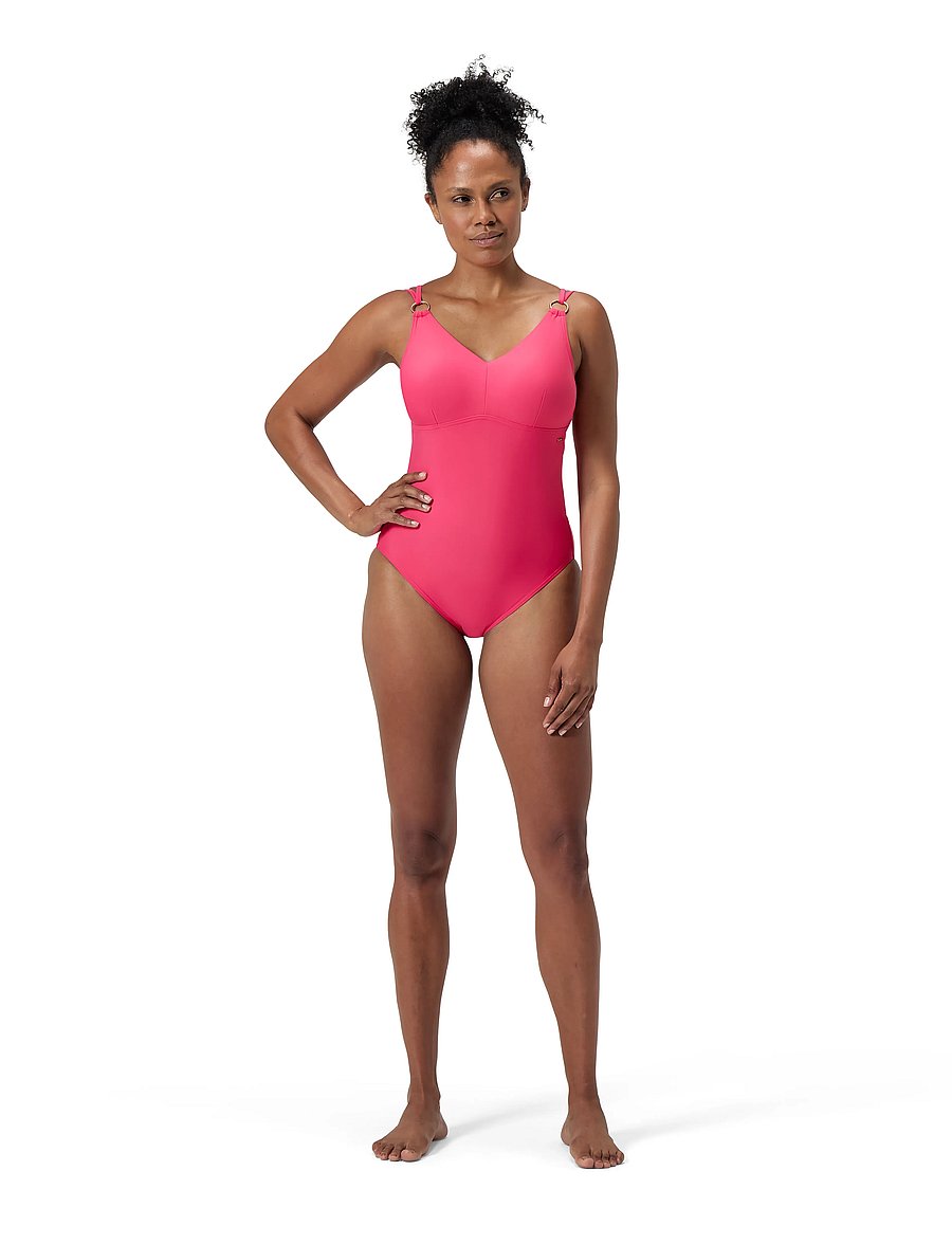 Speedo - Womens Shaping Strappy 1 Piece - dark pink - 5
