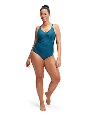 Speedo - Womens Shaping V Neck 1 Piece - swimsuits - green - 2