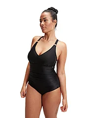 Speedo - Womens Shaping V Neck 1 Piece - swimsuits - black - 2