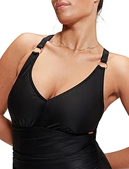 Speedo - Womens Shaping V Neck 1 Piece - swimsuits - black - 6