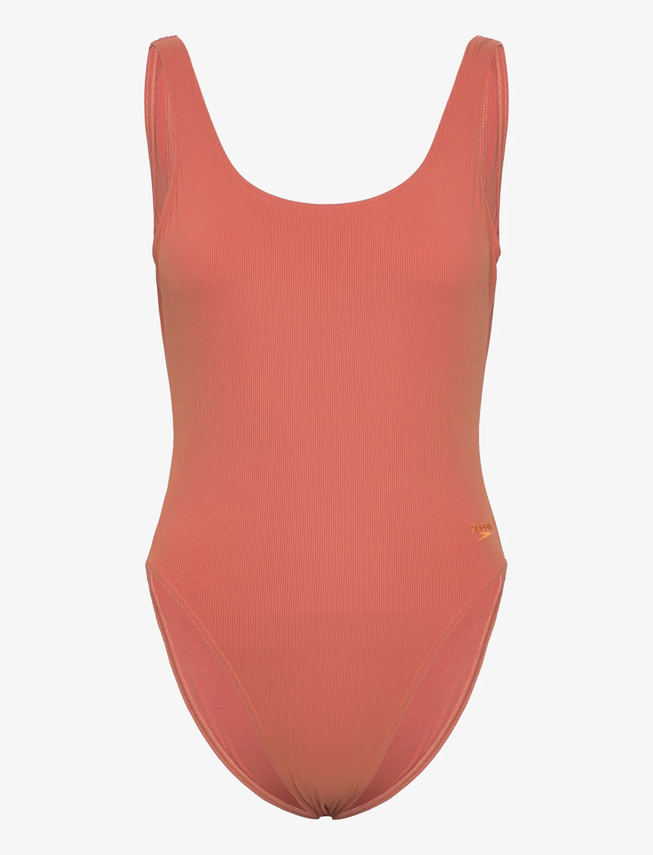 Speedo - Womens Textured Deep U-Back - swimsuits - brown/orange - 0
