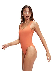 Speedo - Womens Textured Deep U-Back - plus size - brown/orange - 2