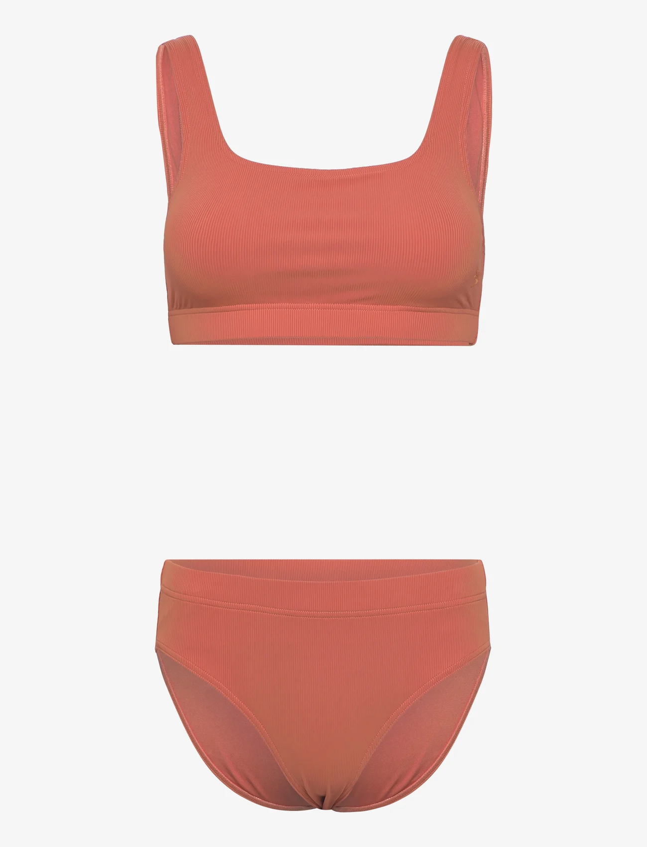 Speedo - Womens Textured Deep U-Back 2PC - bikini set - brown/orange - 0