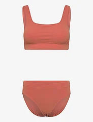 Speedo - Womens Textured Deep U-Back 2PC - bikinio komplektai - brown/orange - 0
