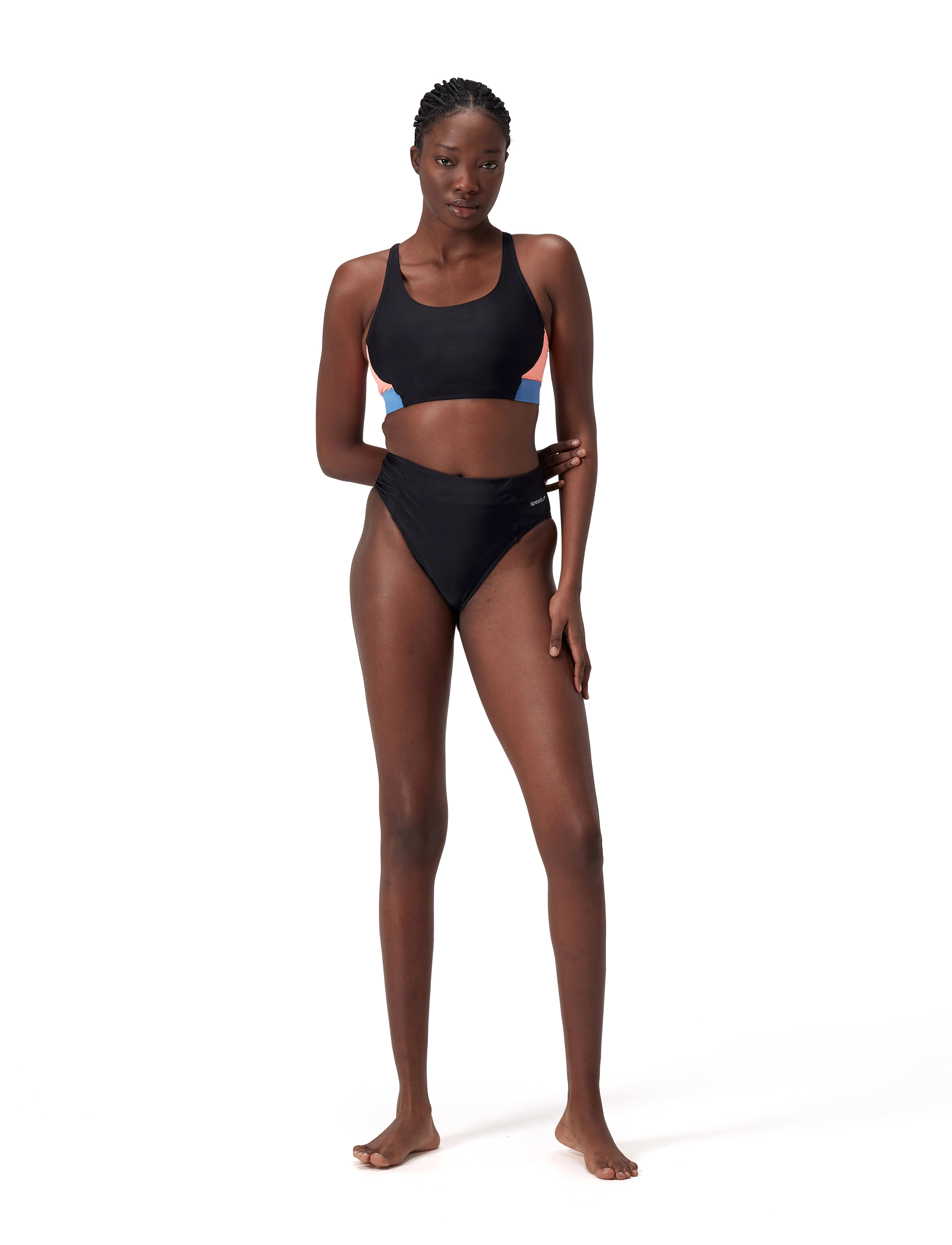 Speedo 8-003920 Solid Hi Waist Btm, Kvinder, Højtaljet Svømmeunderdel, Sort, Str: XS