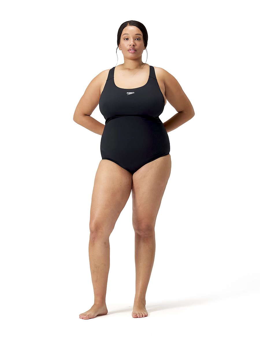 Speedo - Plus Size Endurance+ Medalist Swimsuit - sportiga badkläder - black - 5