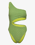 TERRY ASYM CUT OUT 1 PC - MOSS GREEN