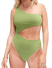 Speedo - TERRY ASYM CUT OUT 1 PC - swimsuits - moss green - 6