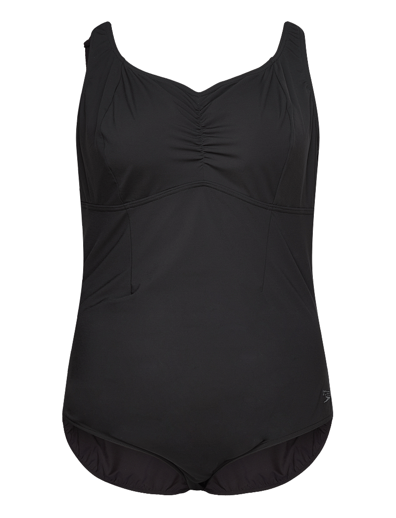 Speedo - Plus Size Solid Aquanite Swimsuit - sportiga badkläder - black - 0