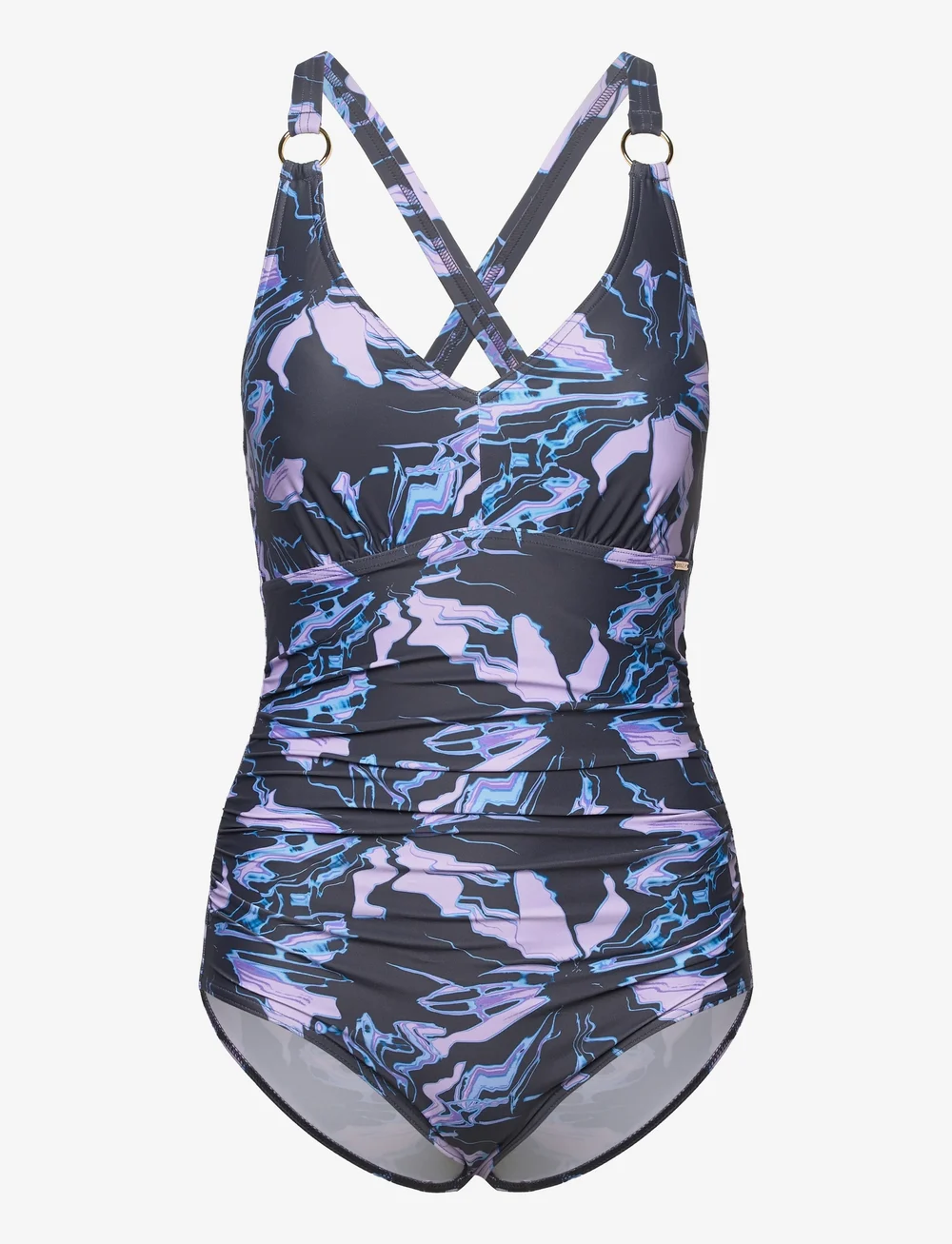 Speedo - Womens Shaping Printed V Neck 1 Piece - sportsbadetøj - purple - 0