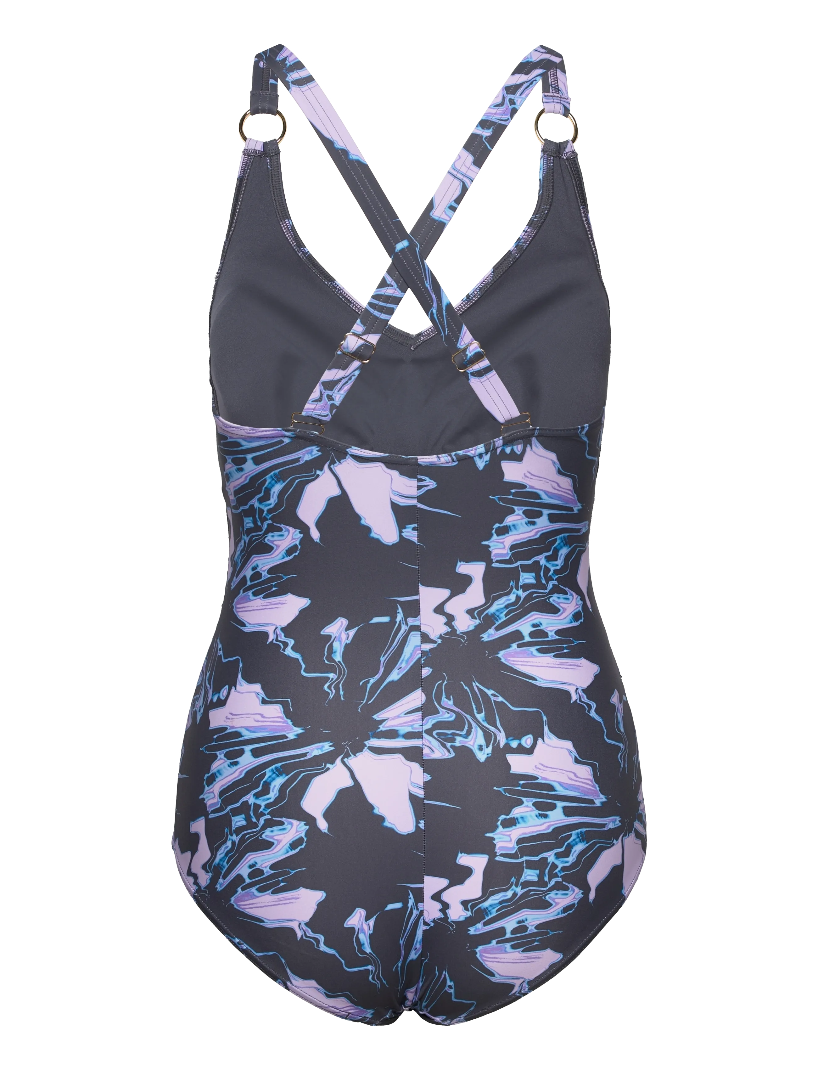 Speedo - Womens Shaping Printed V Neck 1 Piece - sportiska stila peldkostīmi - purple - 1