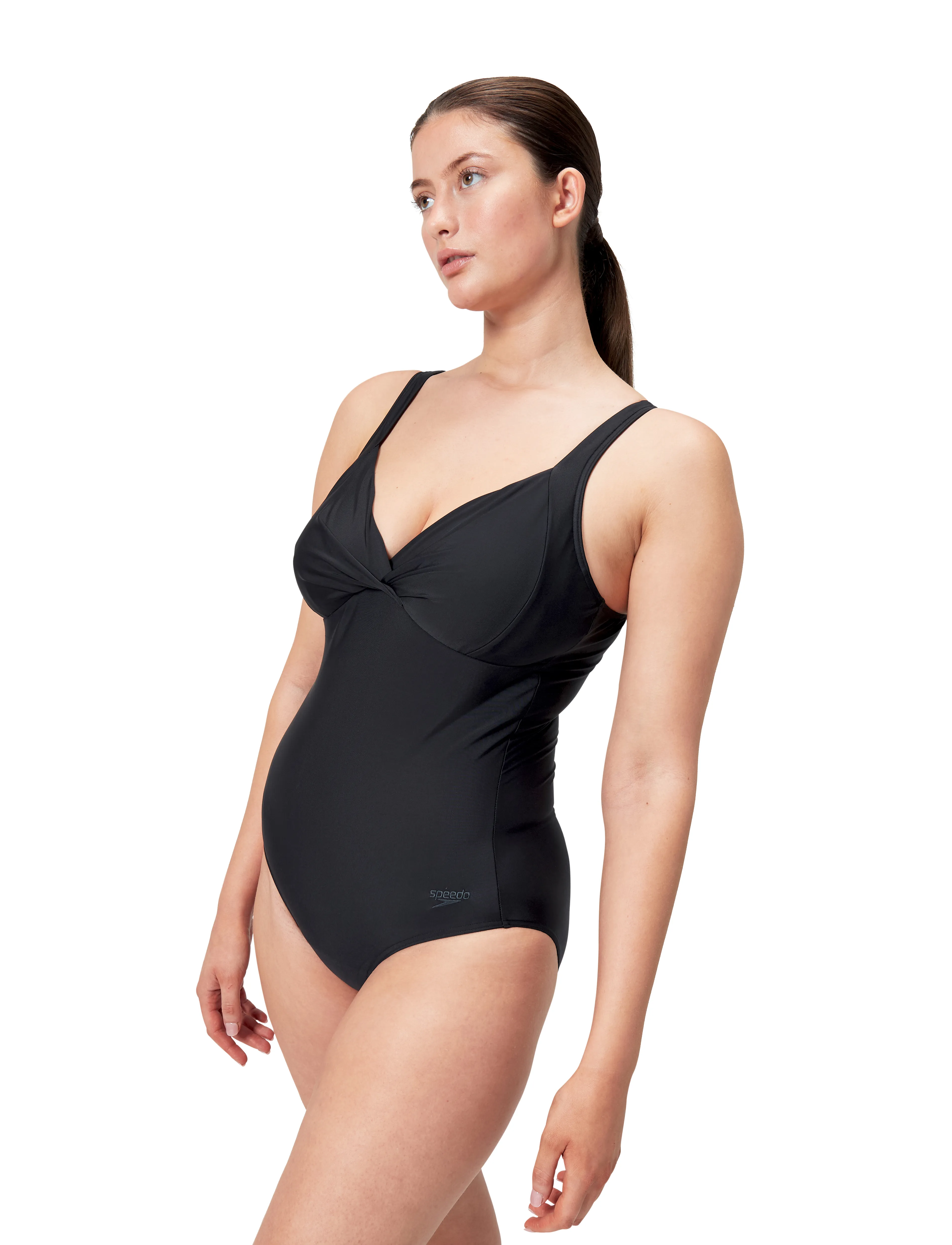 Speedo Solid Cross Knot Swimsuit, 46, Black, Sport Badetøj > Sport Swimsuits, Dame