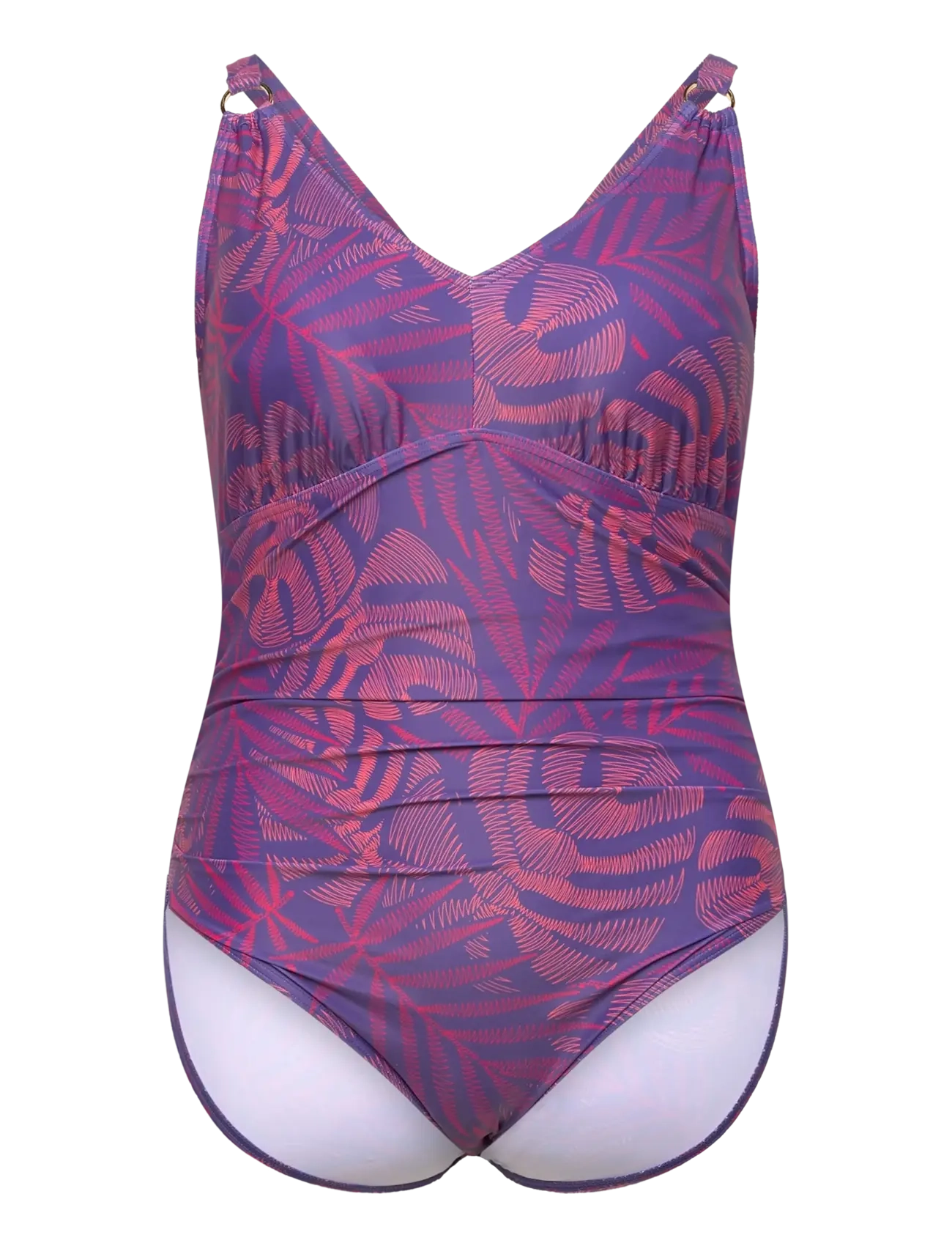 Speedo Womens Shaping Printed V Neck 1 Piece (+), 46, Sport Bademode, Lila - Swimsuits, Frauen