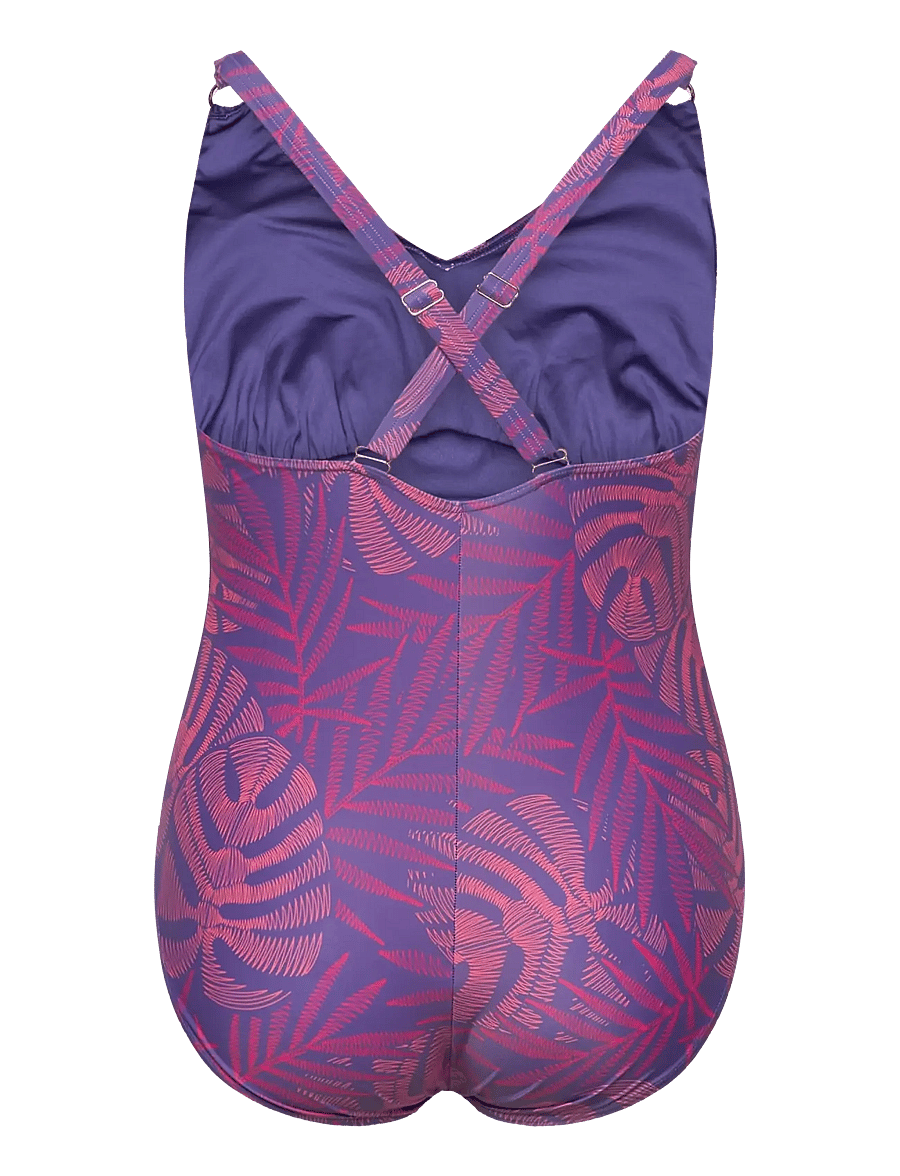 Speedo - Womens Shaping Printed V Neck 1 Piece (+) - sport zwemkleding - blue - 1