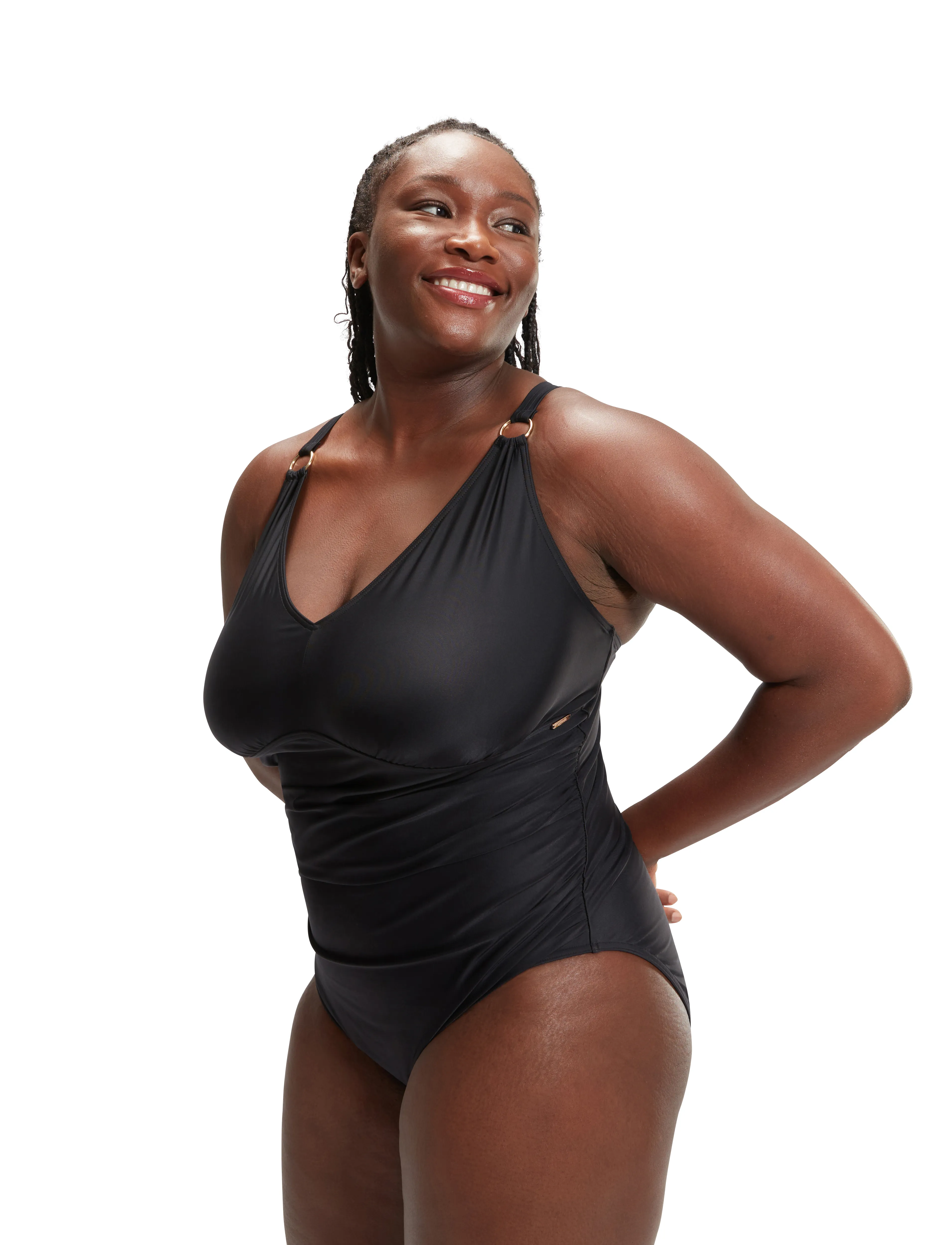 Speedo - Womens Shaping V Neck 1 Piece (+) - black - 3