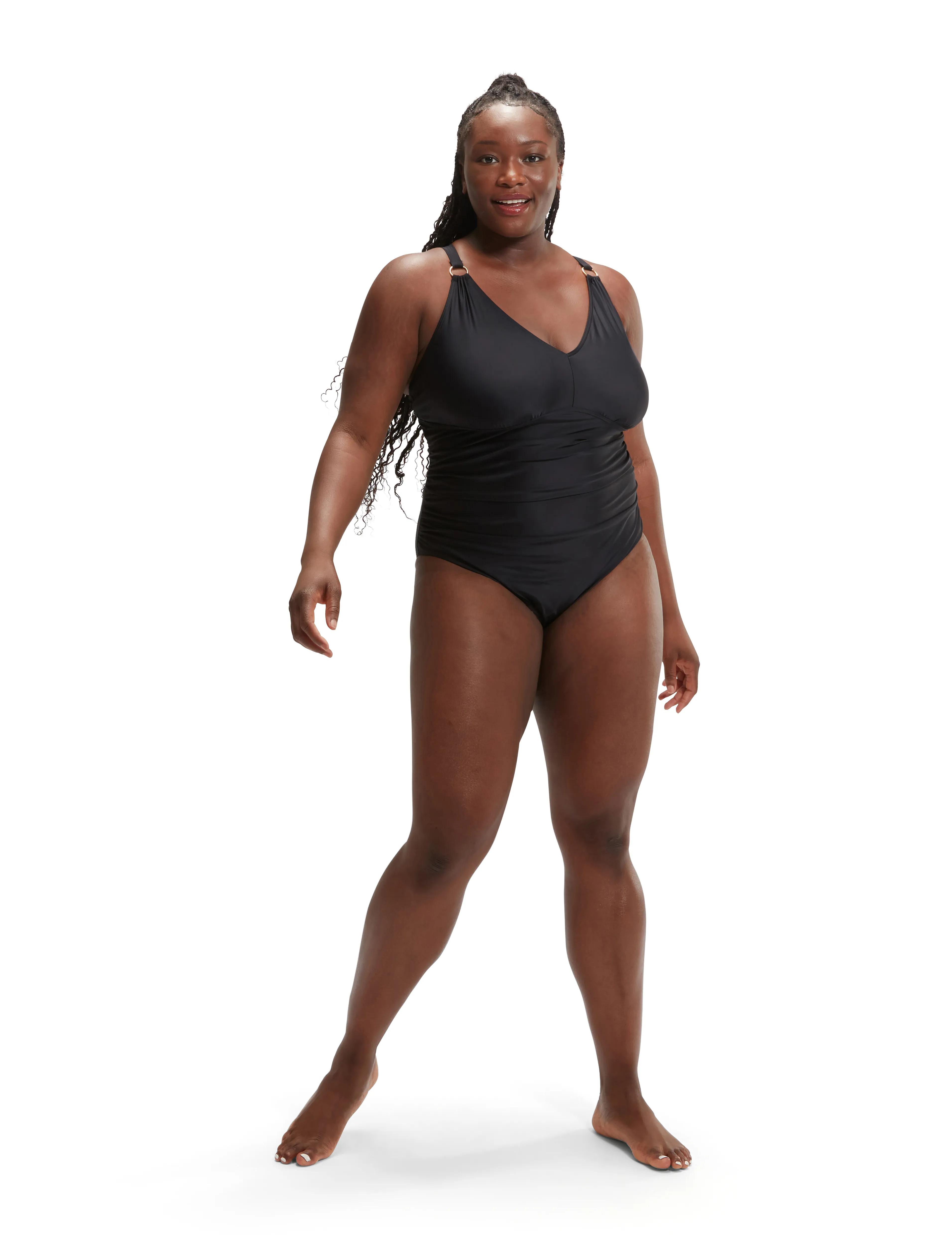 Speedo - Womens Shaping V Neck 1 Piece (+) - black - 5