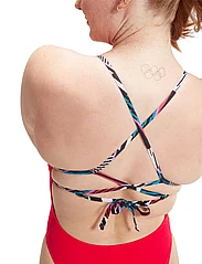 Speedo - Womens Solid Lattice Tie-Back - peldkostīmi - red/blue - 4