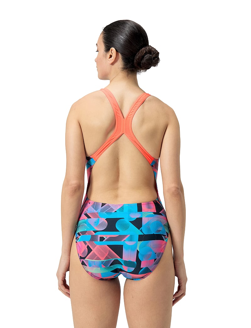 Speedo - Womens Allover Digital Powerback - sportsbadetøj - black/red - 5