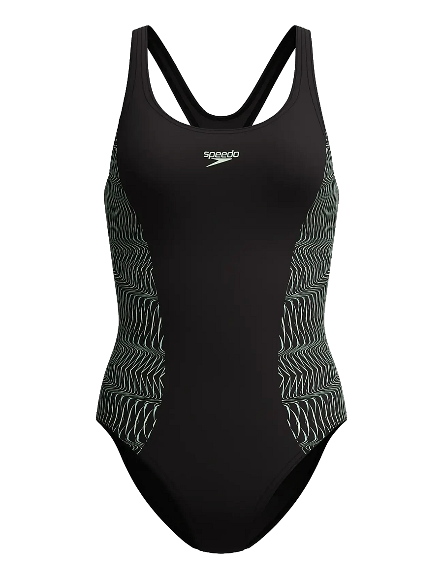 Speedo - Placement Muscleback One Piece - sportsbadetøj - anthracite/pale clover - 1