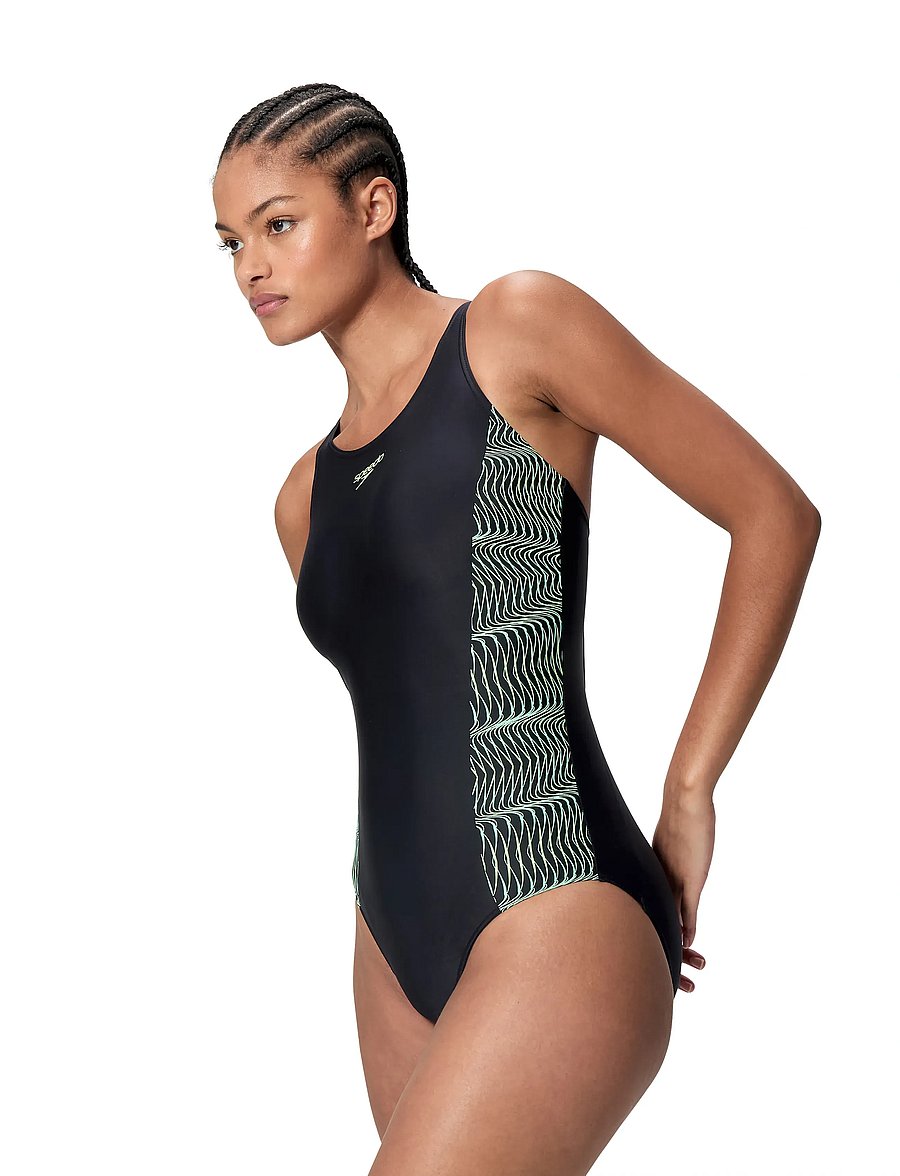 Speedo - Placement Muscleback One Piece - sportsbadetøj - anthracite/pale clover - 3