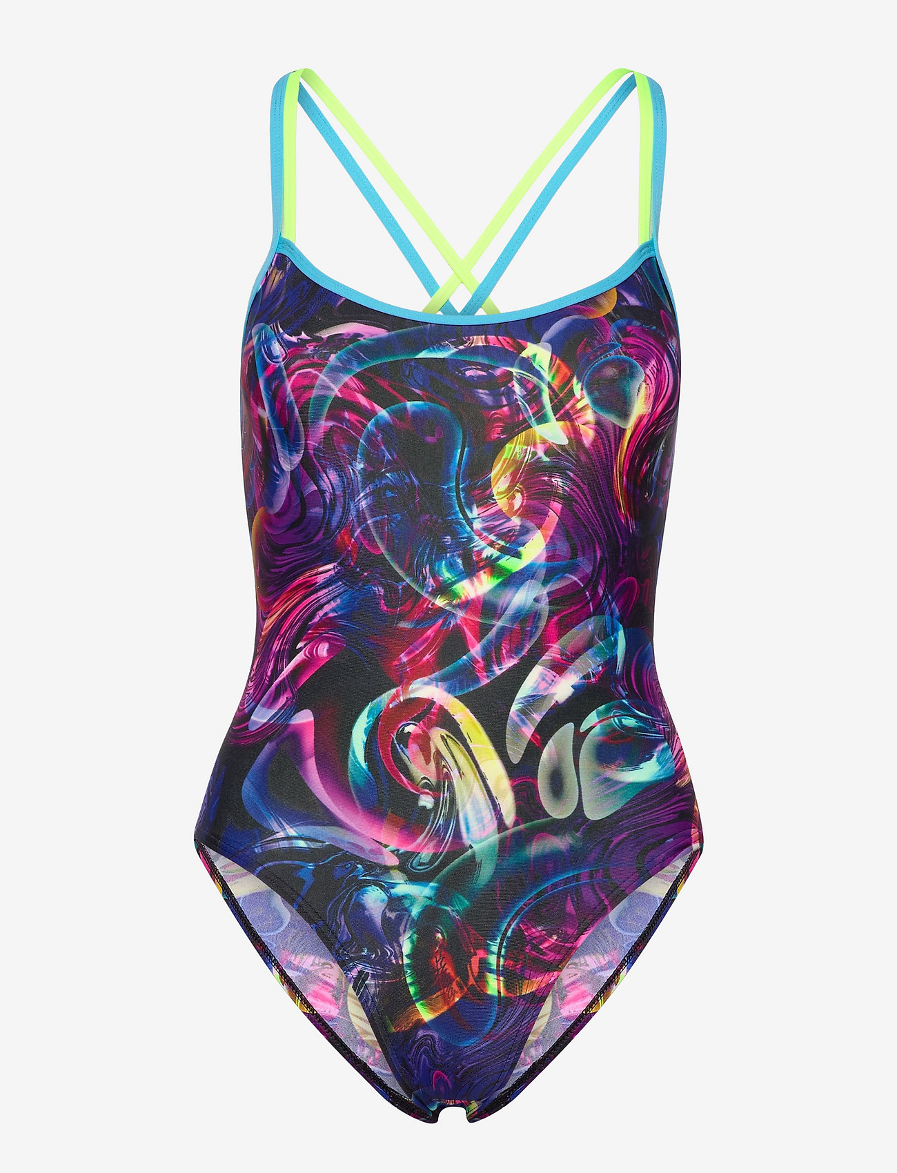 Speedo - Allover Double Crossback 1 Piece - black / turquoise / fluo yellow / diva - 0