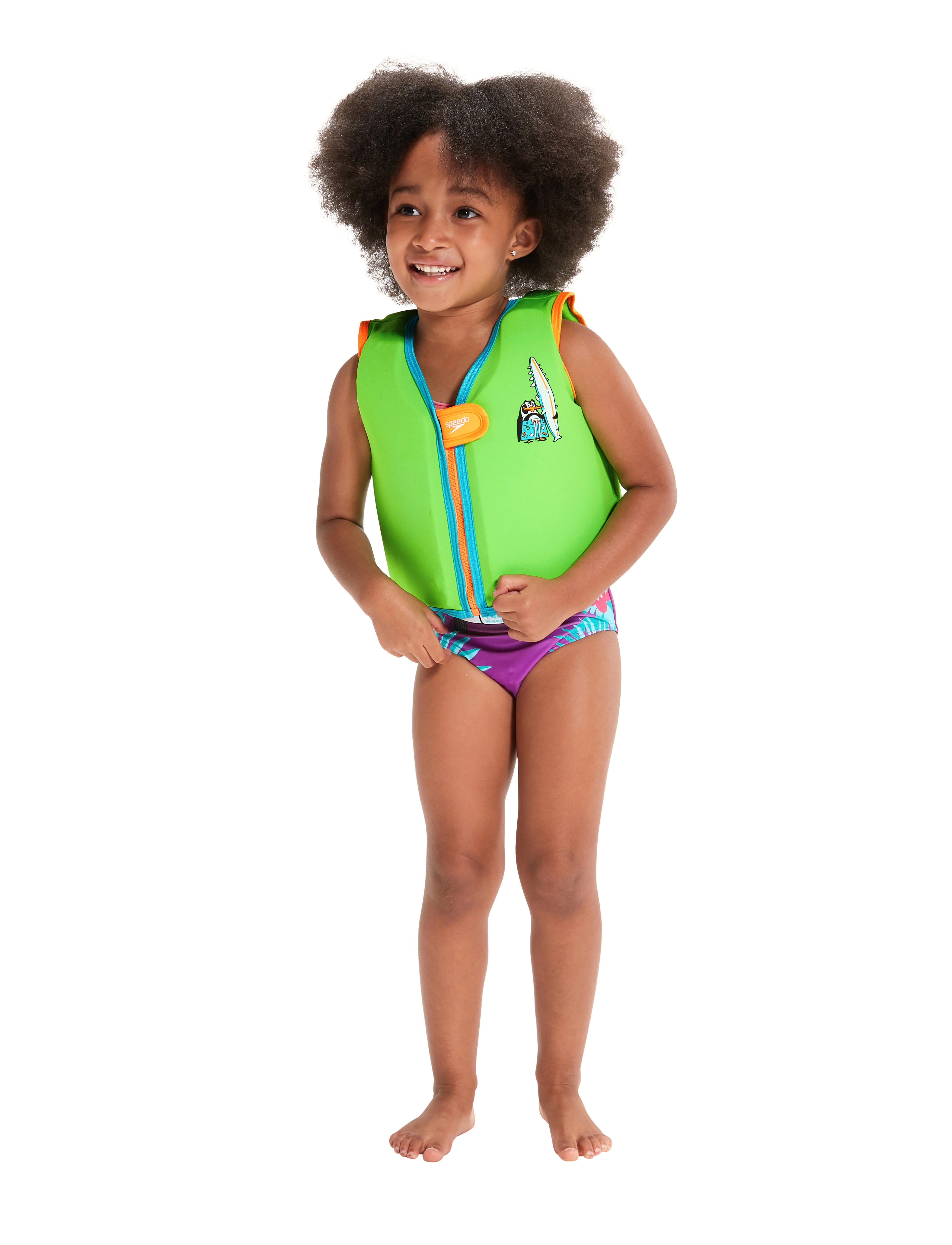 Speedo Printed Float Vest, Børn, Trykt Flydevest, Grøn, Str: 2-4