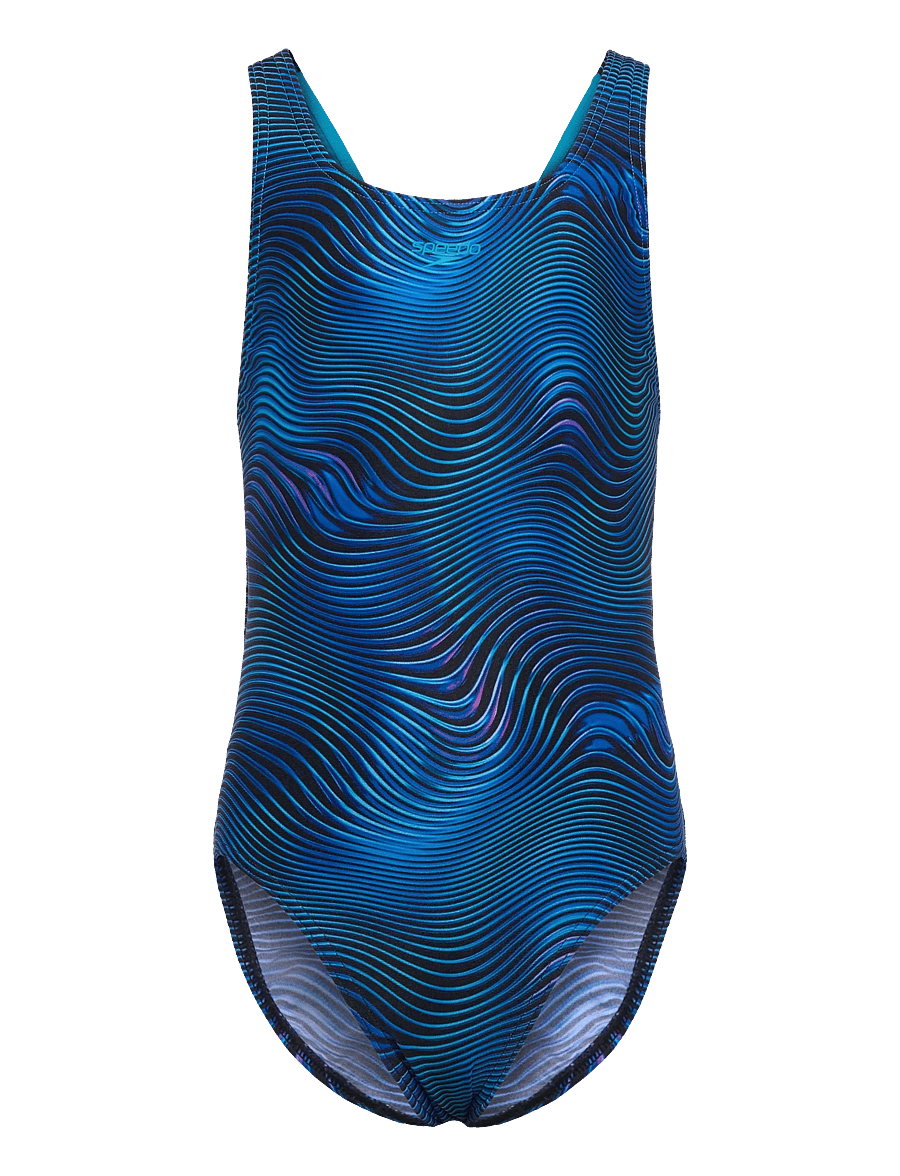 Speedo - Print Leaderback One Piece - swimsuits - deep sapphire/mayan blue - 0