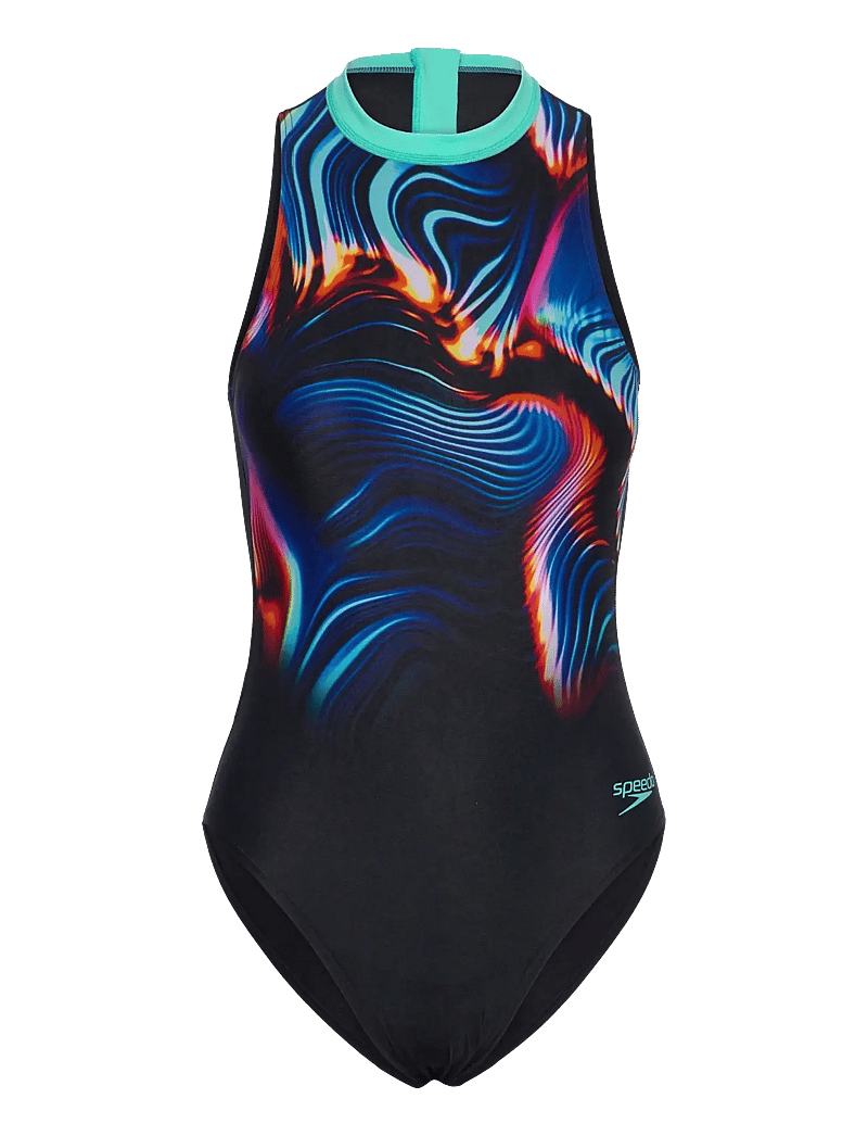 Speedo - Womens Printed Hydrasuit - sportiga badkläder - black - 0