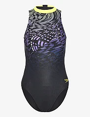 Speedo - Womens Printed Hydrasuit - maudymosi kostiumėliai - black/purple - 0
