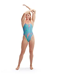 Speedo - Womens Allover Digital Starback - swimsuits - blue/pink - 2