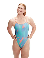 Speedo - Womens Allover Digital Starback - swimsuits - blue/pink - 3