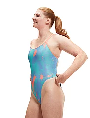 Speedo - Womens Allover Digital Starback - swimsuits - blue/pink - 4