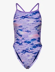 Speedo - Womens Allover Digital Vback - maudymosi kostiumėliai - purple - 0