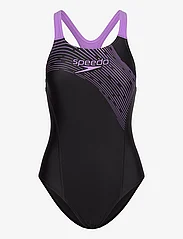 Speedo - Womens Medley Logo 1 Piece - sievietēm - black/purple - 0