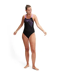 Speedo - Womens Medley Logo 1 Piece - swimsuits - black/purple - 2