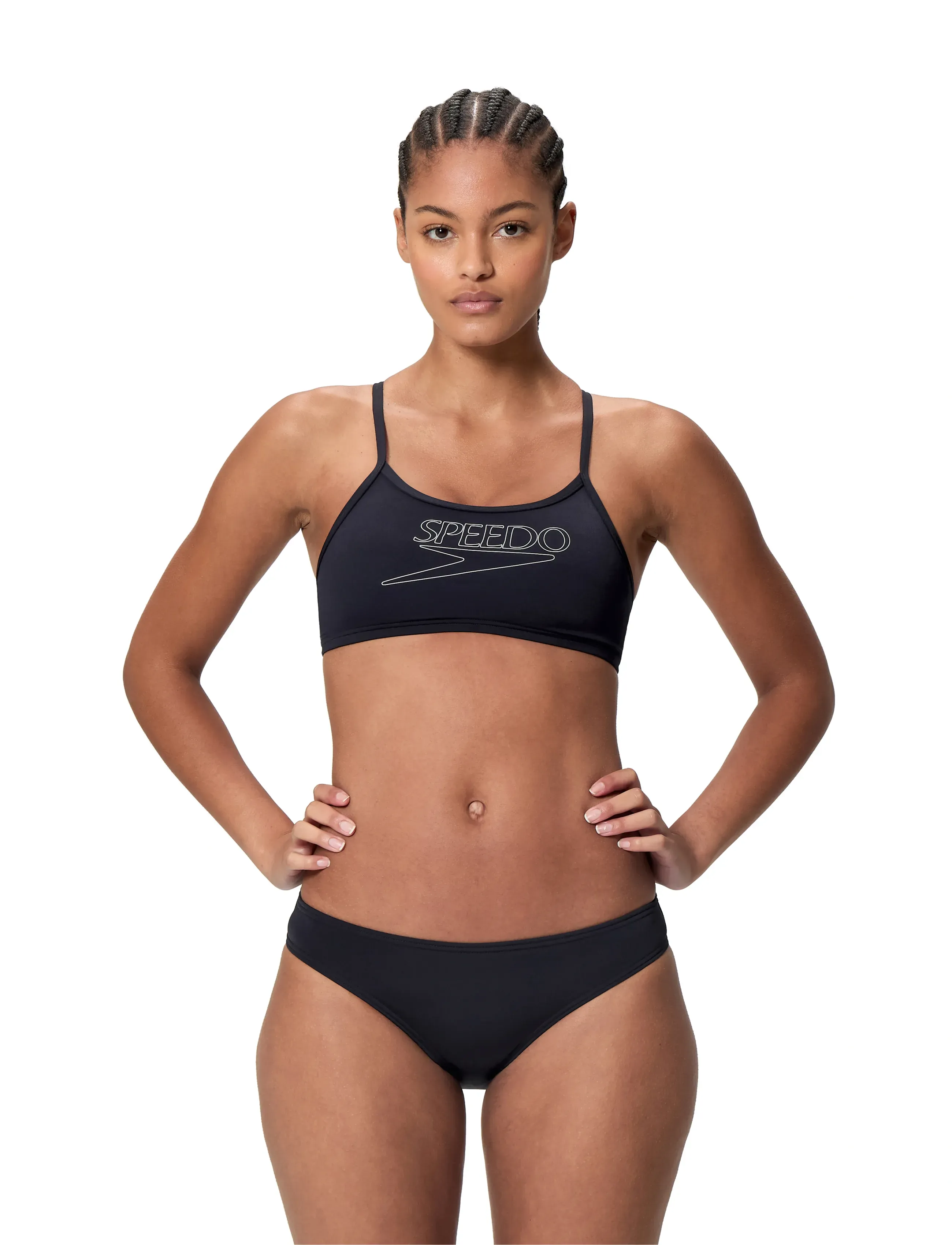 Speedo Endurance+ Logo Thin Strap Two Piece, 46, Black, Sport Badetøj > Sport Bikinis, Dame